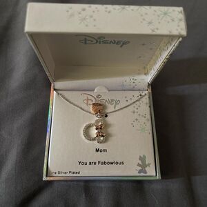 Disney silver plated and rose gold Minnie Mouse mom necklace
